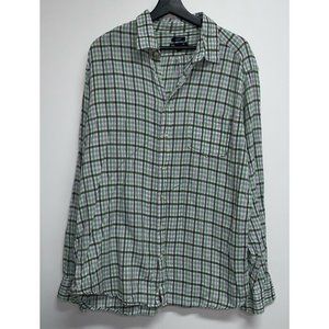 Gap Mens Check Plaid Classic Fit Shirt Size XL Green Gray Button Up Long Sleeve